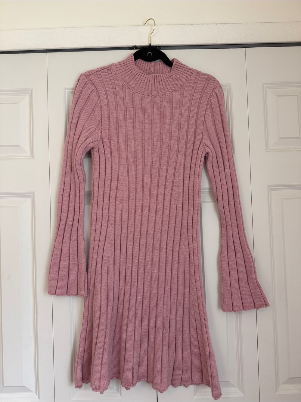 Anthropologie Dusty Rose Ribbed Mock Neck Sweater Dress